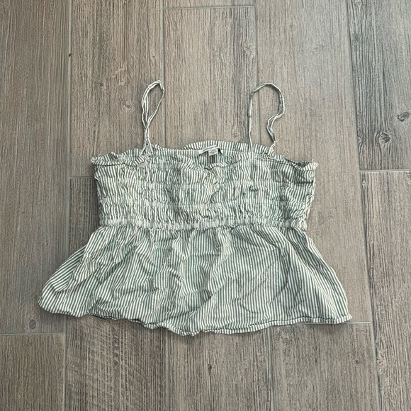 American Eagle Outfitters Tops - super cute size L green and white stripe tank top from American Eagle